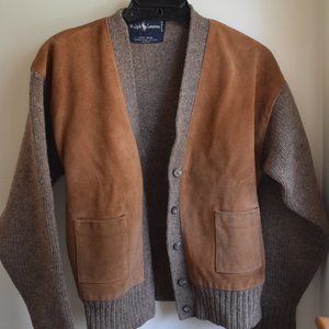 Vintage Ralph Lauren Wool and Suede Cardigan